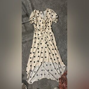 Cream and black dotted dress